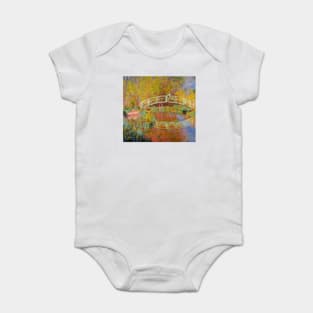 Christopher Robin & Winnie-The-Pooh on Monet’s bridge Baby Bodysuit